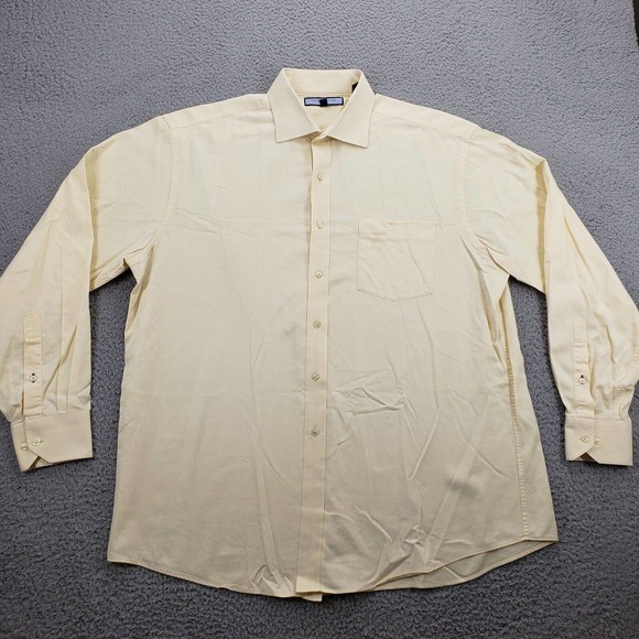 Tommy Hilfiger Shirt Mens XL 17 34-35 Yellow Long Sleeve Button Up Pocket‎ - Picture 1 of 13